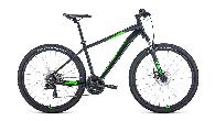 Велосипед горный Forward Apache 2.2 S disc d-27,5 3x7 (2021) 21" черый матовый/ярко-зеленый